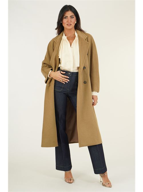 Cappotto in misto lana con cintura Elmas Phil | 050532CAMMELLO